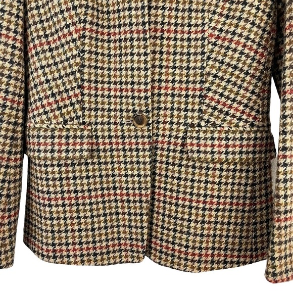 J.Crew Blazer Regent Wool Houndstooth Tan Jewel Jacket Sz 0 - Picture 6 of 10